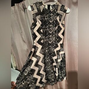 beige and black dress